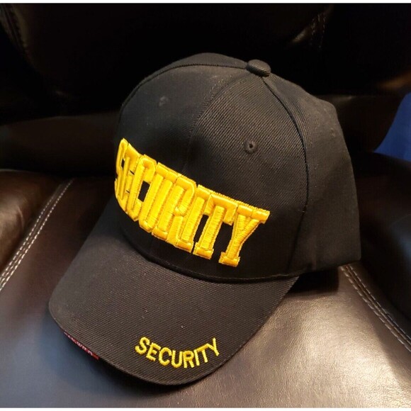 NEW Men Women GOLD Embroidery Stitched SECURITY Black Adjustable Cap Hat - Picture 2 of 9